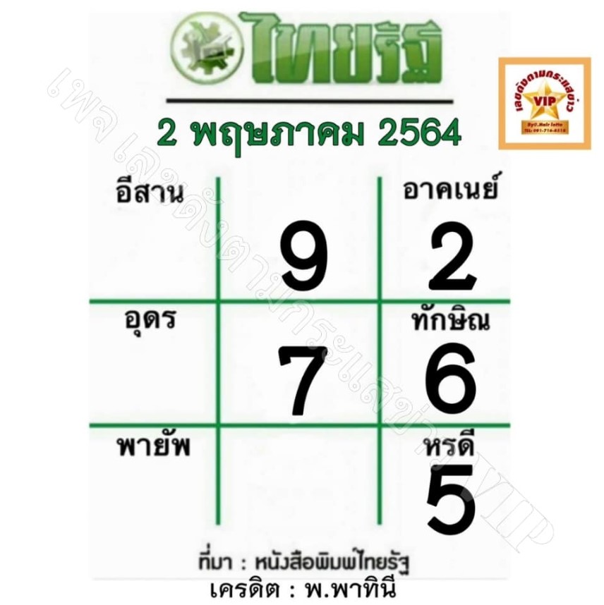 หวยไทยรัฐ 2/5/64