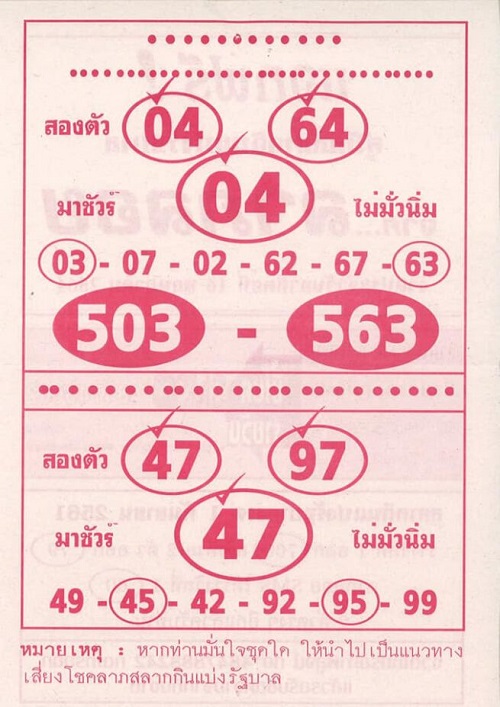 หวยลาภลอย 16/5/64