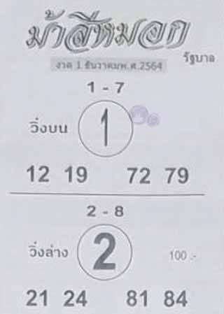 หวยม้าสีหมอก 1 ธันวาคม 64