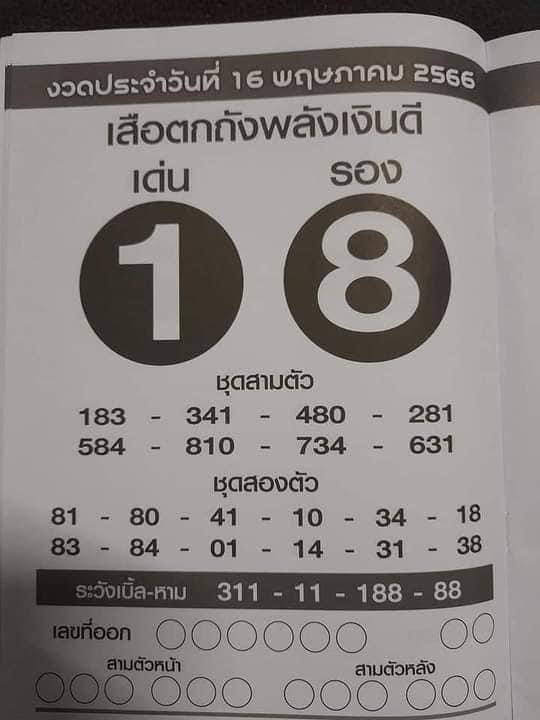 หวยเดือนพฤษภาคม เลขเสือตกถังพลังเงินดี 2566