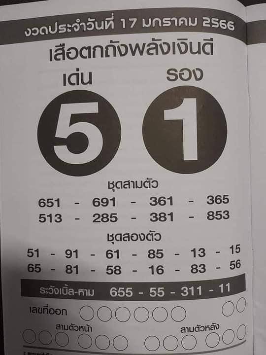หวยเดือนมกราคม เลขเสือตกถังพลังเงินดี 2566