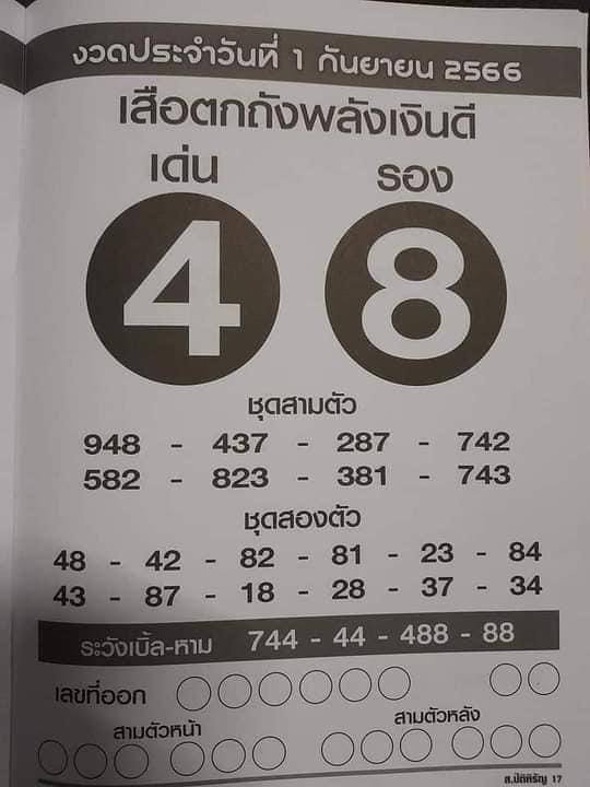 เลขเด็ดเดือนกันยายน เลขเสือตกถังพลังเงินดี 2566